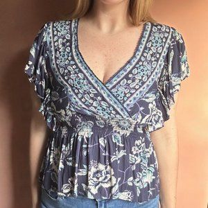 Angie Floral V-Neck Blouse